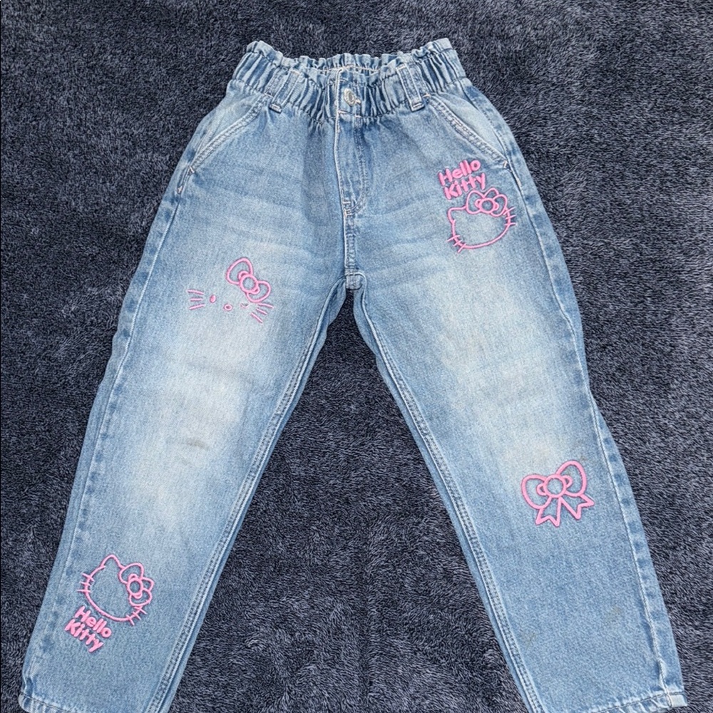 H&M Kids Blue Jeans with Pink Hello Kitty Design